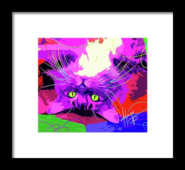 Garth Framed Print featuring the painting pOpCat Garth by DC Langer