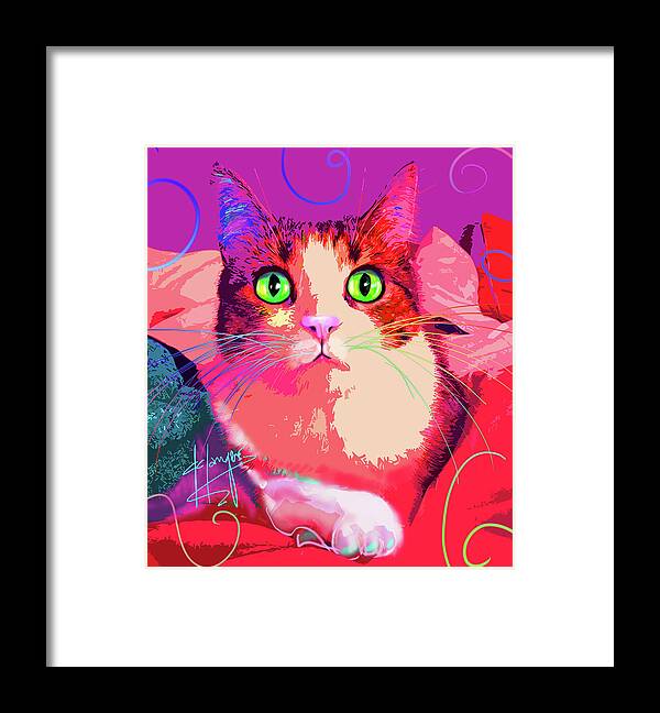 Lobstah Framed Print featuring the painting pOpCat Lobstah by DC Langer