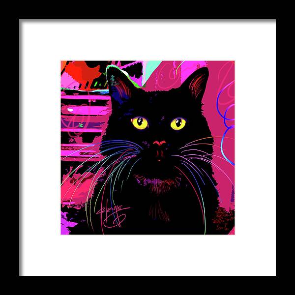 Morticia Framed Print featuring the painting pOpCat Morticia by DC Langer