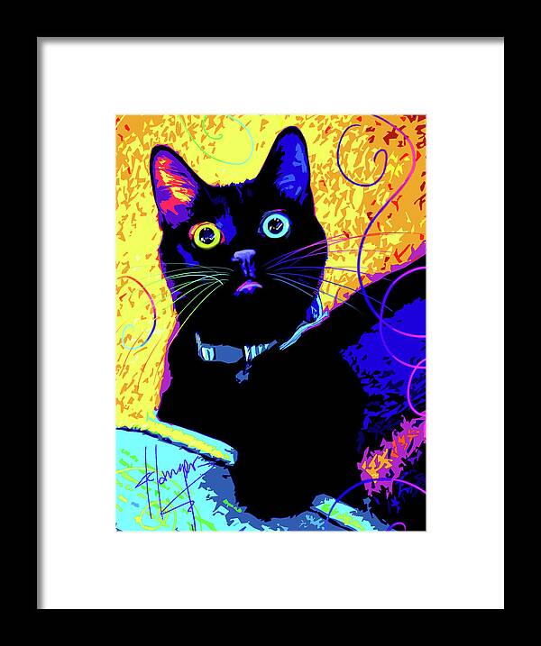 Olive Framed Print featuring the painting pOpCat Olive by DC Langer