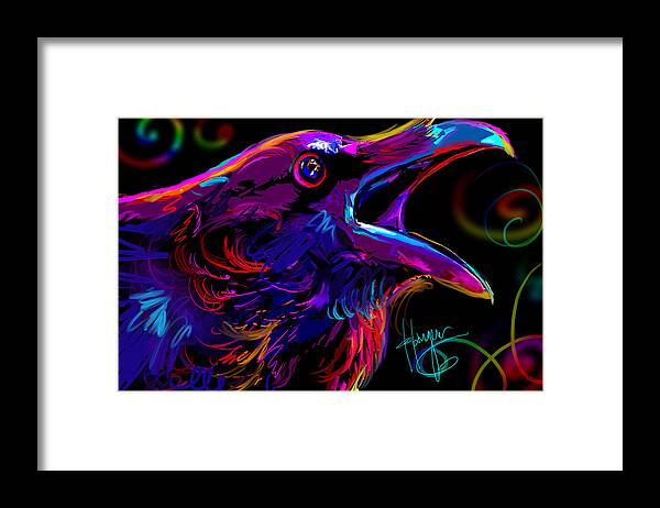 Crow Art Framed Print featuring the painting pOpCrow Joe by DC Langer