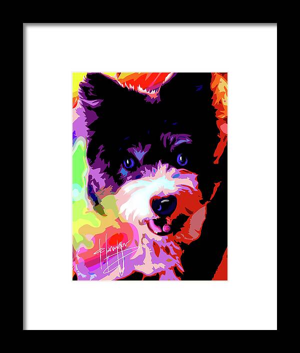 Roxy Framed Print featuring the painting pOpDog Roxy by DC Langer