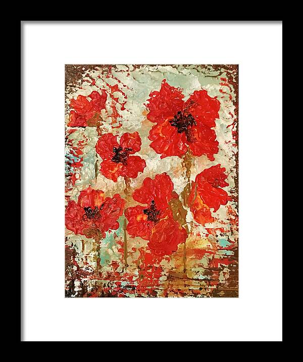 Acrylic Framed Print featuring the painting Poppies by Elizabeth Mundaden