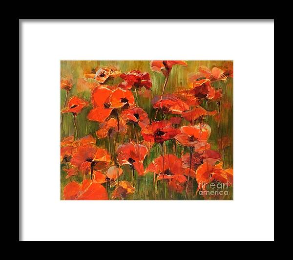 Poppy Painting Framed Print featuring the painting Poppies in the Field by B Rossitto