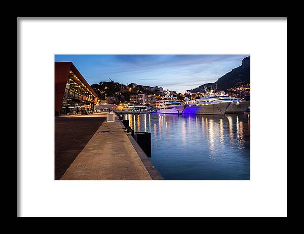 Monaco Framed Print featuring the photograph Port of Monaco at Twilight by Artur Bogacki