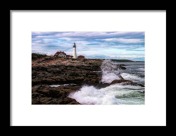 Portland Lighthouse Framed Print featuring the photograph Portland Head Lighthouse Maine by Jeff Folger