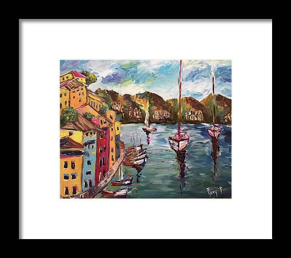 Portofino Framed Print featuring the painting Portofino Harbor by Roxy Rich