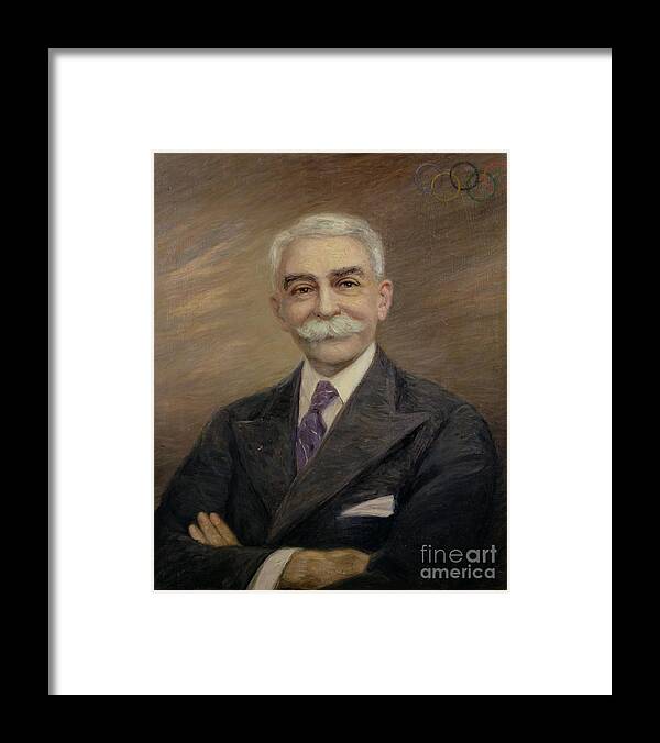 19th Century Framed Print featuring the painting Portrait Of Baron Pierre De Coubertin by French School