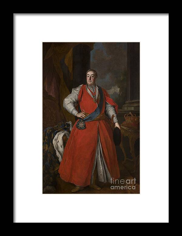 Oil Painting Framed Print featuring the drawing Portrait Of King Augustus IIi In Polish by Heritage Images