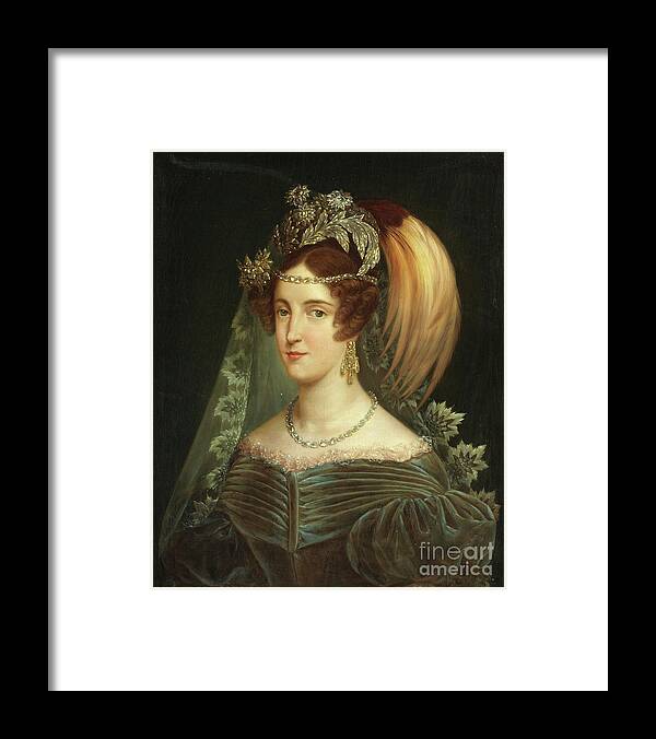 Oil Painting Framed Print featuring the drawing Portrait Of Maria Cristina Of Savoy by Heritage Images