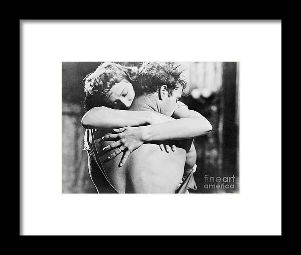 People Framed Print featuring the photograph Portrait Of Marlon Brando With Kim by Bettmann