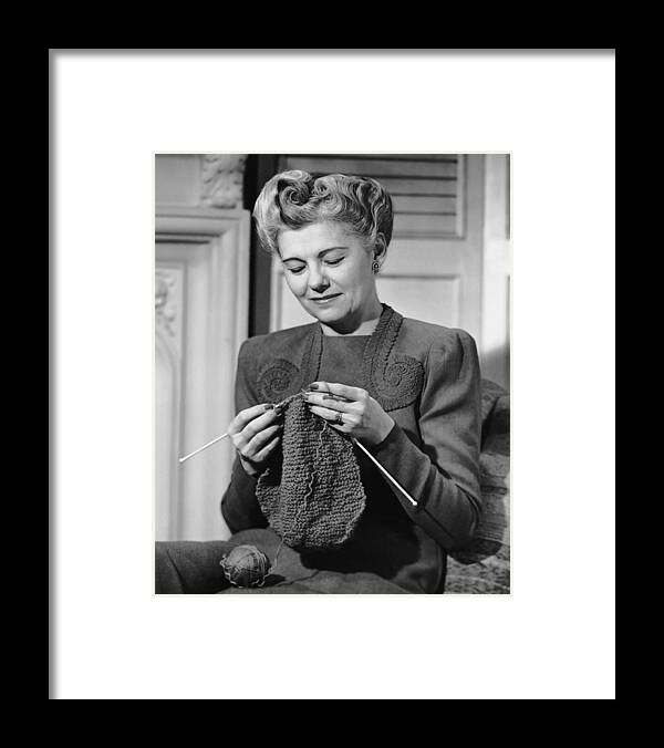 Mature Adult Framed Print featuring the photograph Portrait Of Mature Woman Crocheting by George Marks