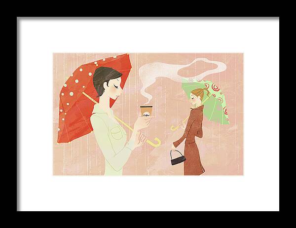 Tranquility Framed Print featuring the digital art Portrait Of Young Woman In The Rain by Eastnine Inc.