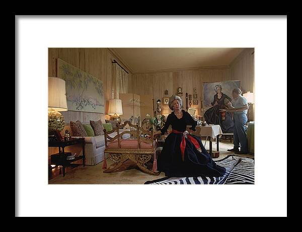 Living Room Framed Print featuring the photograph Portrait Sitting by Slim Aarons