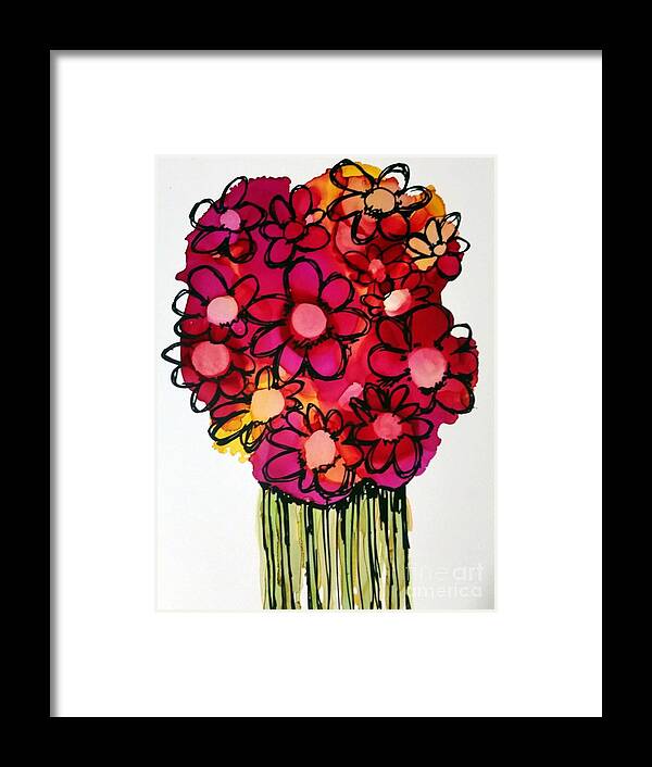 Alcohol Ink Framed Print featuring the painting POSCA bouquet 1 by Beth Kluth