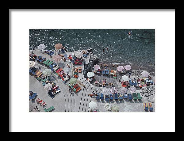 Curve Framed Print featuring the photograph Positano Beach by Slim Aarons