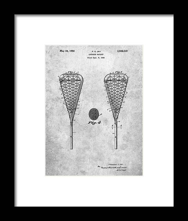 Pp199- Lacrosse Stick 1948 Patent Poster Framed Print featuring the photograph Pp199- Lacrosse Stick 1948 Patent Poster by Cole Borders