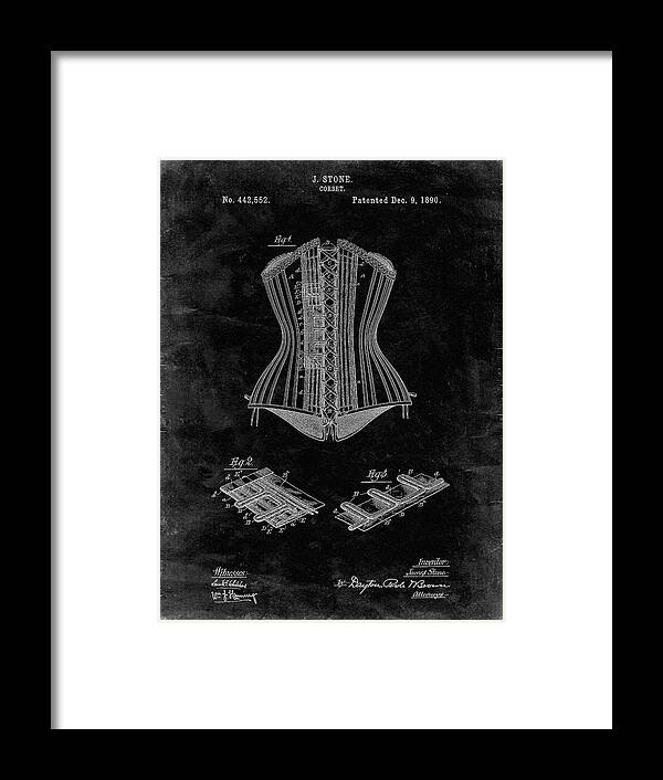 Pp259-black Grunge Corset Patent Poster Framed Print by Cole