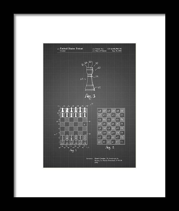 Pp286-black Grid Speed Chess Game Patent Poster Framed Print featuring the digital art Pp286-black Grid Speed Chess Game Patent Poster by Cole Borders