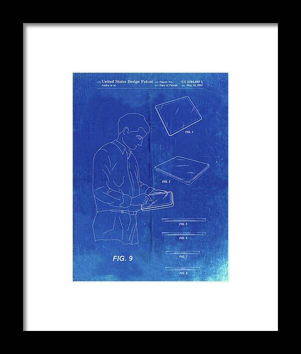 Pp614-faded Blueprint Ipad Design 2005 Patent Poster Framed Print featuring the digital art Pp614-faded Blueprint Ipad Design 2005 Patent Poster by Cole Borders