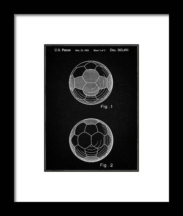 Pp62-vintage Black Leather Soccer Ball Patent Poster Framed Print featuring the digital art Pp62-vintage Black Leather Soccer Ball Patent Poster by Cole Borders