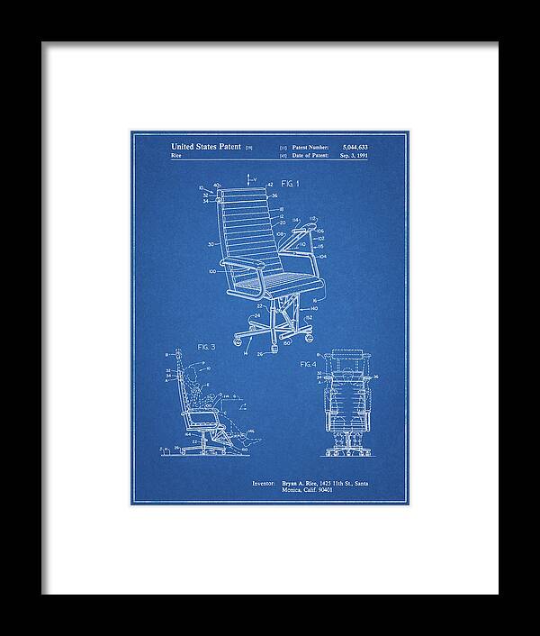 Pp648-blueprint Exercising Office Chair Patent Poster Framed Print featuring the digital art Pp648-blueprint Exercising Office Chair Patent Poster by Cole Borders