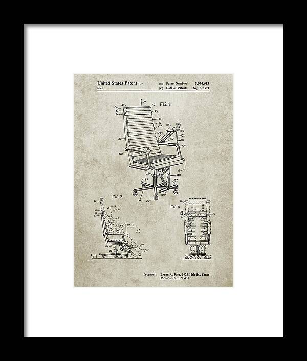 Pp648-sandstone Exercising Office Chair Patent Poster Framed Print featuring the digital art Pp648-sandstone Exercising Office Chair Patent Poster by Cole Borders