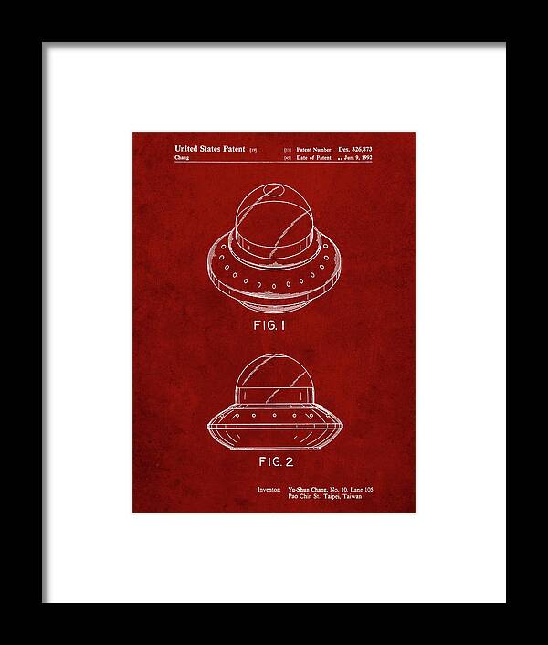 Pp667-burgundy Flying Saucer Poster Framed Print featuring the digital art Pp667-burgundy Flying Saucer Poster by Cole Borders