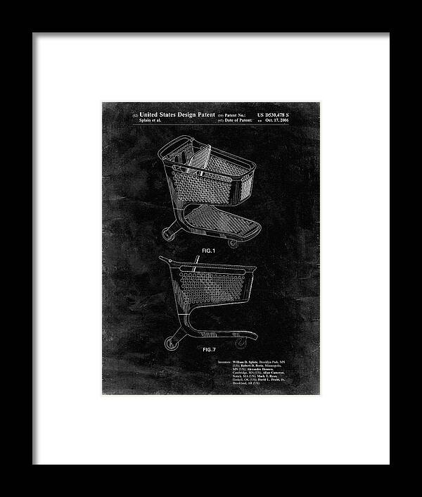 Pp693-black Grunge Target Shopping Cart Patent Poster Framed Print featuring the photograph Pp693-black Grunge Target Shopping Cart Patent Poster by Cole Borders