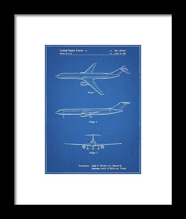 Pp748-blueprint Boeing Concept 777 Aircraft Patent Poster Framed Print featuring the digital art Pp748-blueprint Boeing Concept 777 Aircraft Patent Poster by Cole Borders