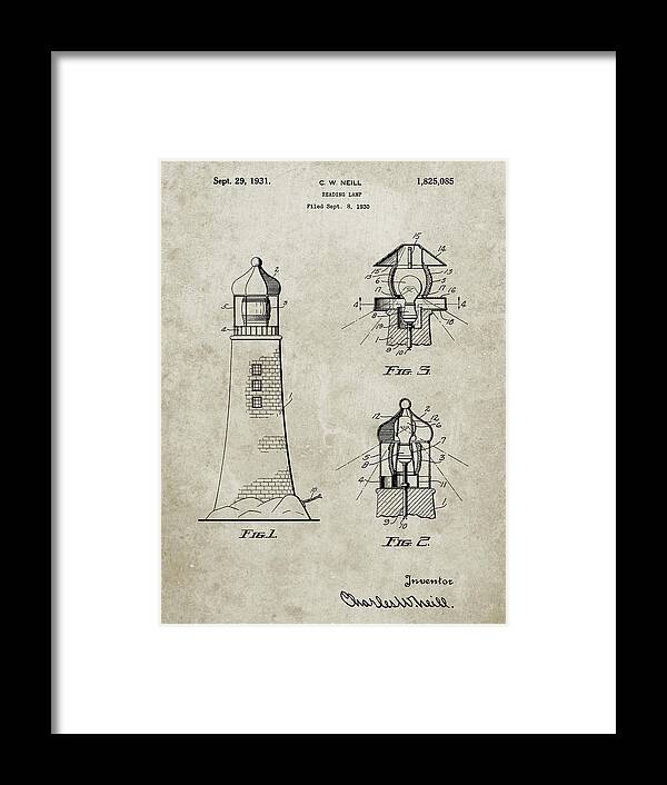 Pp941-sandstone Lighthouse Patent Poster Framed Print featuring the digital art Pp941-sandstone Lighthouse Patent Poster by Cole Borders