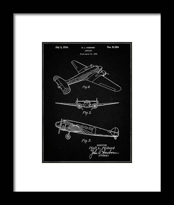 Pp945-vintage Black Lockheed Electra Airplane Patent Poster Framed Print featuring the photograph Pp945-vintage Black Lockheed Electra Airplane Patent Poster by Cole Borders
