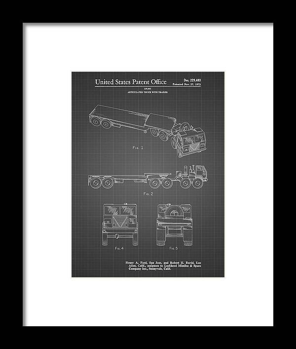 Pp946-black Grid Lockheed Ford Truck And Trailer Patent Poster Framed Print featuring the photograph Pp946-black Grid Lockheed Ford Truck And Trailer Patent Poster by Cole Borders
