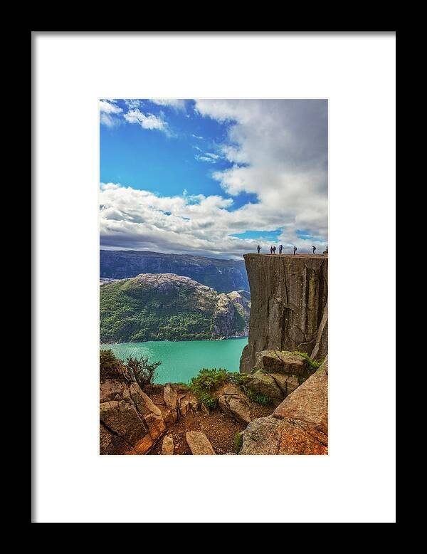 Clouds Framed Print featuring the photograph Preikestolen The Pulpit Rock by Debra and Dave Vanderlaan