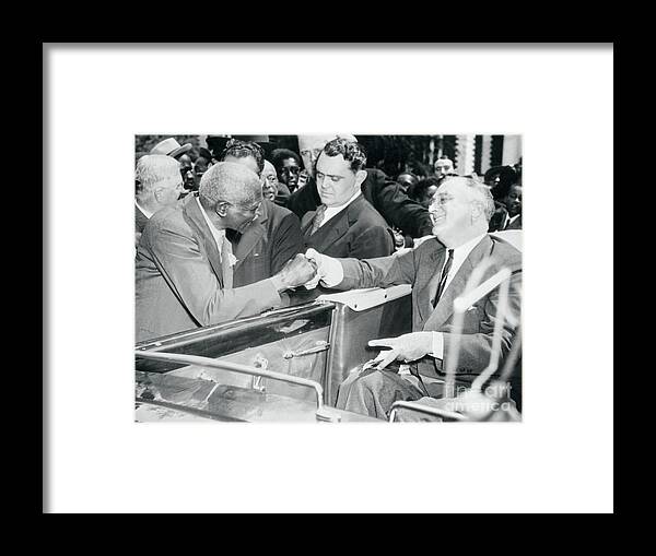 Education Framed Print featuring the photograph President Franklin Roosevelt Meeting by Bettmann