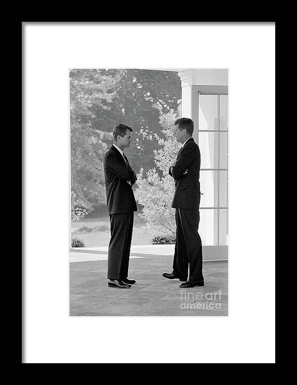 Mature Adult Framed Print featuring the photograph President Kennedy Confers With Brother by Bettmann