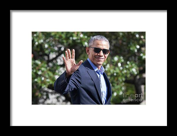 Democracy Framed Print featuring the photograph President Obama Departs White House En by Zach Gibson