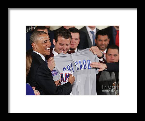 People Framed Print featuring the photograph President Obama Welcomes World Series by Mark Wilson