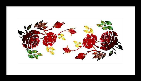 Pretty Framed Print featuring the painting Pretty Red Rose Watercolor Transparent Background YOU CHOOSE THE COLOR for Cups by Delynn Addams