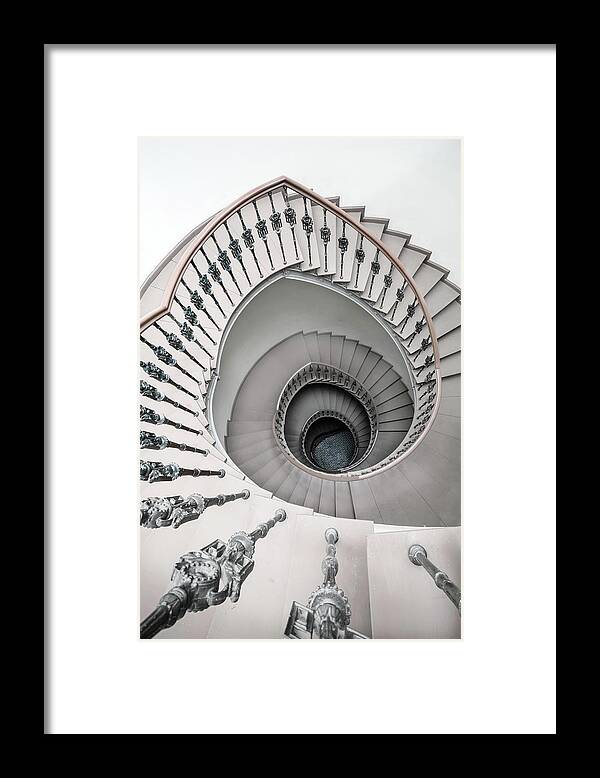 Staircase Framed Print featuring the photograph Pretty white spiral staircase by Jaroslaw Blaminsky