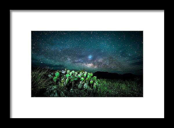 Big Bend Framed Print featuring the photograph Prickly Pear Beneath the Milky Way by David Morefield