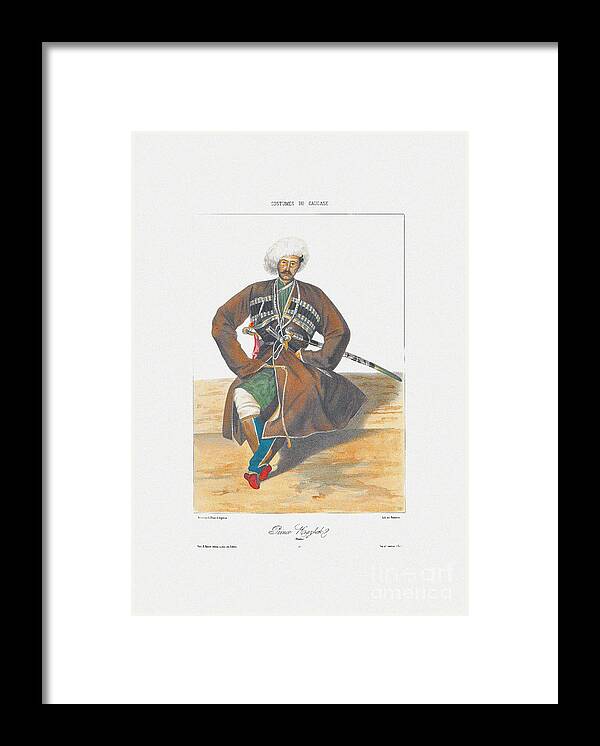 Islam Framed Print featuring the drawing Prince Kazbek Of Ossetia From Scenes by Heritage Images