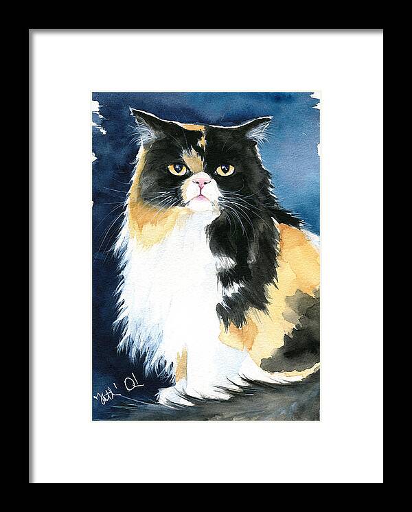 Cat Framed Print featuring the painting Pumpy Persian Princess by Dora Hathazi Mendes