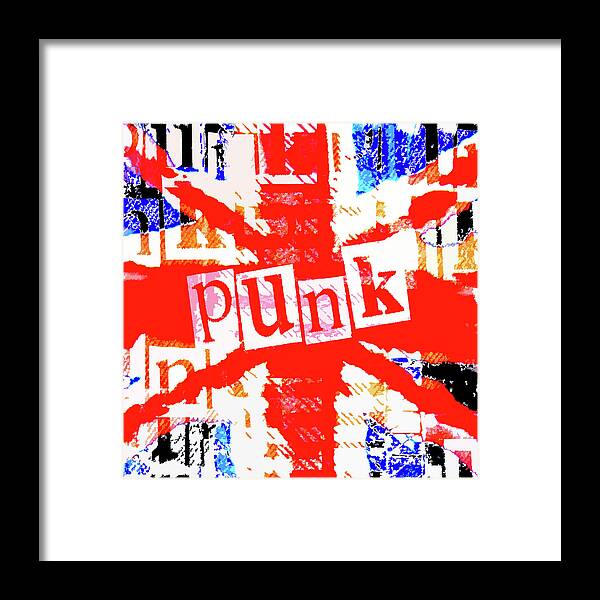 Punk Framed Print featuring the digital art Punk Union Jack Graphic by Roseanne Jones