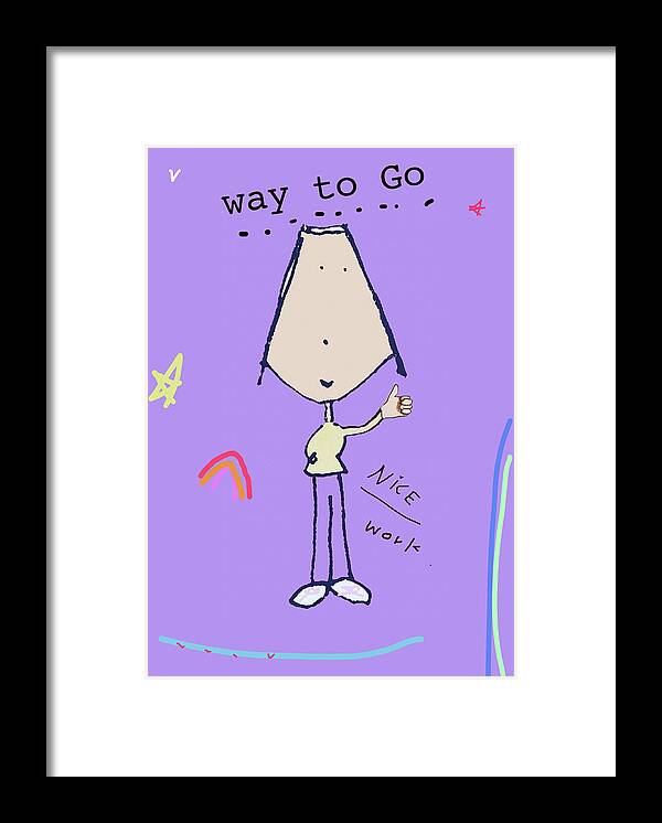 Way To Go Framed Print featuring the drawing Purple Penelope by Ashley Rice