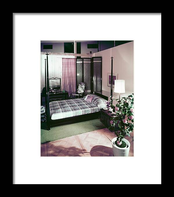 Bedroom Framed Print featuring the photograph Purple Toned Bedroom by Horst P. Horst
