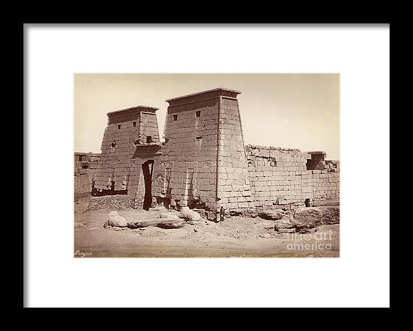 People Framed Print featuring the photograph Pylon Of Temple Of Khonsu by Bettmann