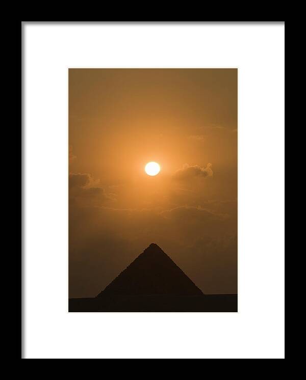 Giza Pyramids Framed Print featuring the photograph Pyramid At Sunset by Shanna Baker