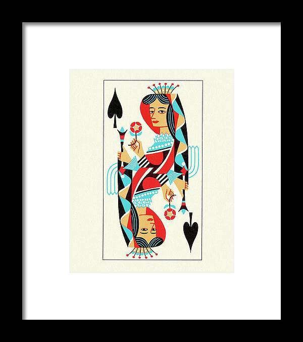 Adult Framed Print featuring the drawing Queen of Spades by CSA Images