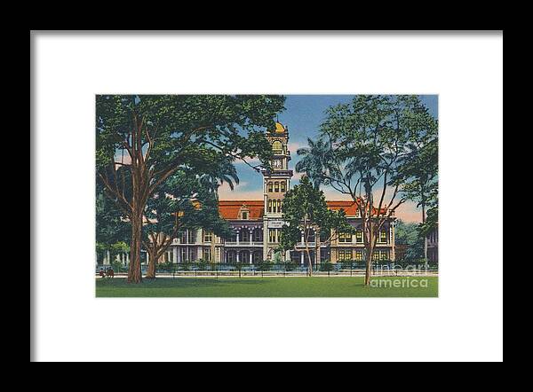 Education Framed Print featuring the drawing Queens Royal College by Print Collector